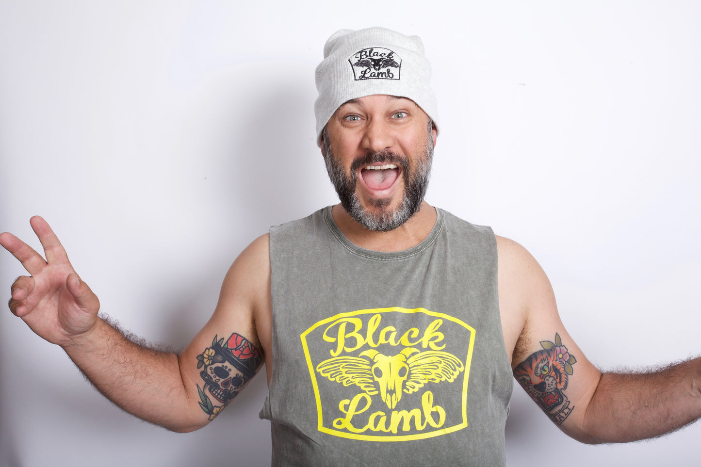 Khaki Stonewash with Yellow Print