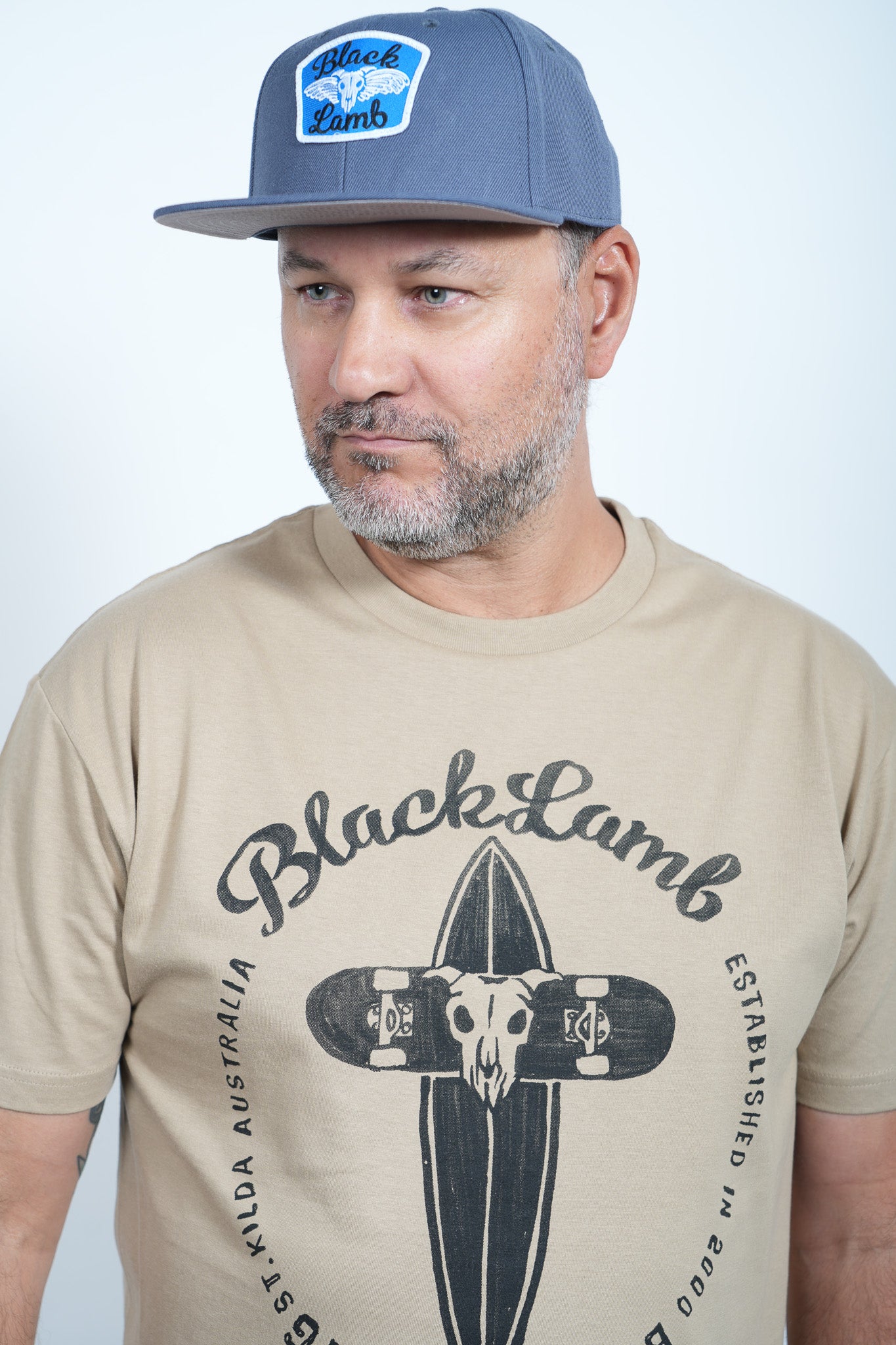 Blue Hat with Blue White and Black Patch