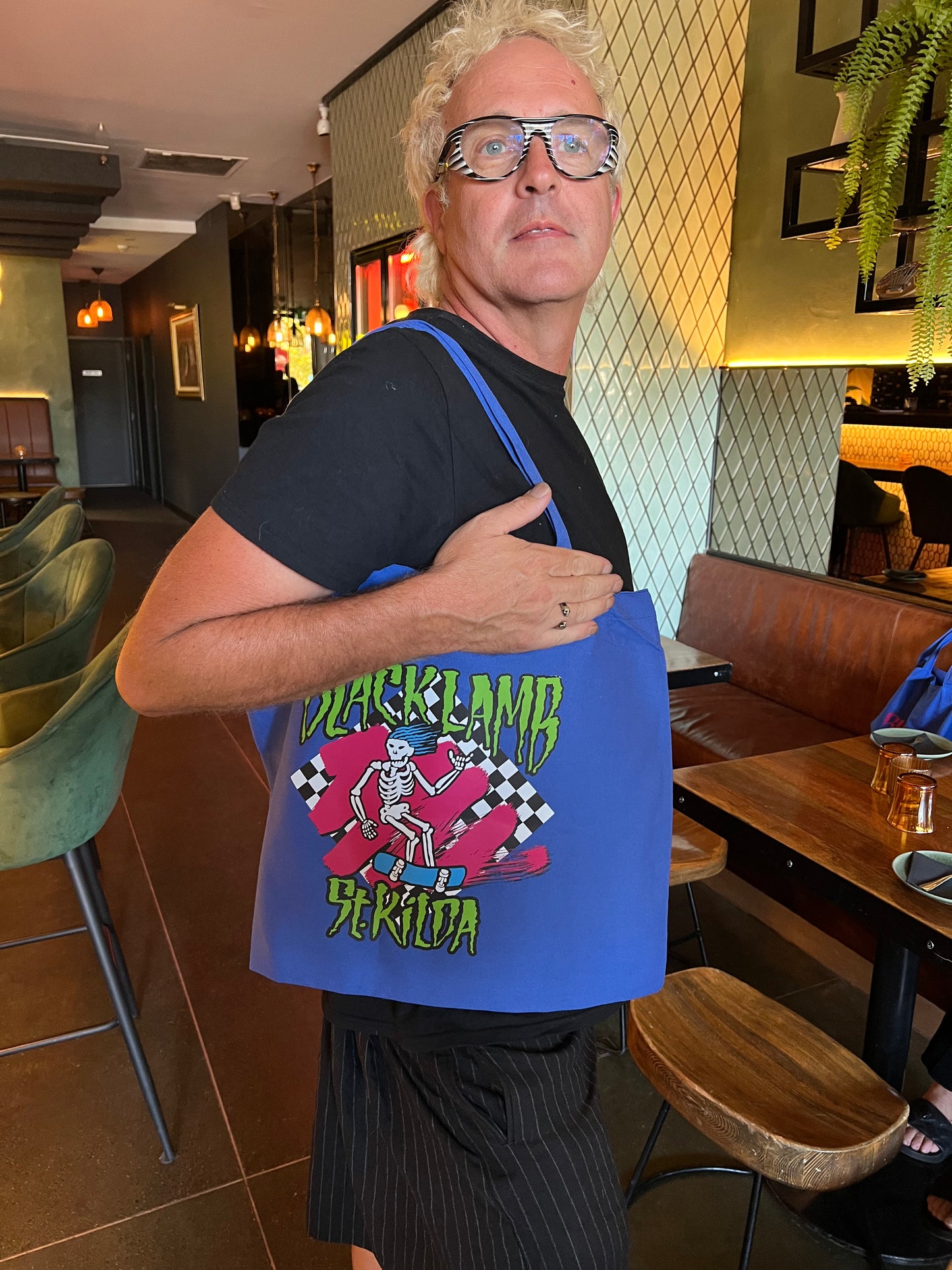 Black Lamb Checker Tote Bag
